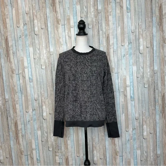 Lululemon 12 Black White Ribbed Run Rest Less Pullover Top Athletic Luxtreme - Picture 2 of 5